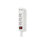 Grenuttag NEDIS jordad 3-väg + 2 USB