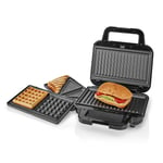 Nedis Multi Grill | Grille / Sandwich / Waffle | 700 W | 22 x 12.5 cm | Automatisk temperaturkontroll | Plast / Rustfritt Stål