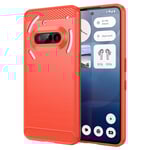 EIDERWOOD Nothing Phone (3a) Brushed Carbon Fiber Flexibelt Plast Skal - Röd