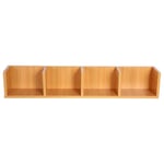CD Organizer Storage Rack, 4 Girds Wall Mount Bookcase Storage Rack for CDs/DVDs Books, 37.4 x 6.7 x 6.5inch(Wood Color)