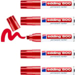 edding 800 permanent marker - red - 5 pens - chisel tip 4-12 mm - for bold marki