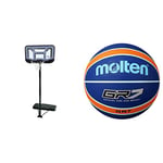 Lifetime 90114 Adjustable Portable Basketball Hoop, 44-Inch Impact Backboard & Molten GR Basketball, Indoor/Outdoor, Premium Rubber, Size 7, Impact Colour Blue/Orange