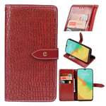 Oppo A92 Premium Leather Wallet Case [Card Slots] [Kickstand] [Magnetic Buckle] Flip Folio Cover for Oppo A92 Smartphone(Red)