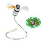 JIAMA USB LED Clock Fan USB Powered Portable Fan with Clock Display, LED Light Flash, Metal Flexible Neck Mini Cooling Fan for Laptop and PC- Green Light (Clock Fan)