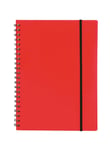 Notesbog A4 plast med spiralryg rød, Büngers 421065
