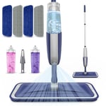 MEXERRIS Microfibre Spray Mops for Floor Cleaning - Floor Mop with Spray 4x Reusable Washable Pads Dust Wet Dry Mops with 2x Bottles, Flat Mop for Wood Floor Hardwood Laminate Tiles Flooring