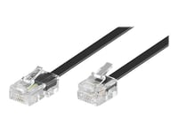 goobay Western cable - Câble téléphonique/réseau - RJ-11/RJ-14 (M) pour RJ-45 (M) - 15 m - plat - noir