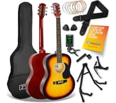 3RD AVENUE Full Size 4/4 Acoustic Guitar Ultimate Bundle - Sunburst, Yellow,Red