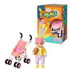 BABY born Minis Set avec Poussette & Eli 906156 - Poupée de 6,5 cm avec accessoires exclusifs et 1 corps mobile pour un jeu réaliste - Convient aux enfants de 3 ans et plus