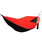 DL&VE Outdoor Ultralight Hammock,Single Camping Hammock With 2 Tree Straps,Lightweight Nylon Parachute Hammocks Easy Assembly Black And Red 270x140cm(106.3x55.1inch)