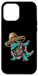 iPhone 14 Plus Colorful Dino Dab Fiesta Funny Dinosaur Sombrero and Poncho Case