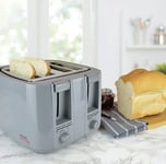 KitchenPerfected 4 Slice Wide Slot Toaster, 7 Browning Settings Grey, E2115GR