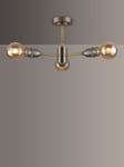 John Lewis Bistro Spoke 3 Arm Semi Flush Ceiling Light, Antique Brass