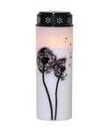 Dandelion gravlys med dekor, for batteri, timer, høyde 21 cm, Hvit