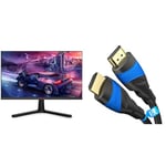 KOORUI 24 Inch Computer Monitor -FHD 1080P Gaming Monitor 165Hz VA 1ms & HDMI Cable 8K / 4K – 0.25m – with A.I.S Shielding – Designed in Germany (supports all HDMI devices like PS5/Xbox