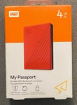 WD MY PASSPORT 4TB PORTABLE EXTERNAL SHARD DRIVE - RED - NEW
