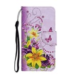 Samsung Galaxy M11 Case Phone Cover Flip Shockproof PU Leather with Stand Magnetic Money Pouch TPU Bumper Gel Protective Case Wallet Case Flower & butterfly