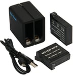 XCSOURCE® Dual USB chargeur de batterie double avec Câble + 2x 1200mAh Batterie pour caméra embarquée GoPro Hero4 3+ BC455