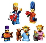 Simpson Family-Valentine's Day Homer, Date Night Marge, Bart As Bartman, Lisa & Snowball II, Maggie & Santa's Little Helper: Lego Simpsons Collectible Minifigures Series 2 Custom Bundle 71009