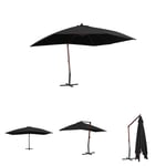The Living Store Hängande parasoll med trästång 400x300 cm svart -  Parasoll & solskydd
