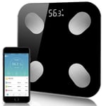 BXU-BG Weighing Scale Body Fat Scale, Scientific Smart Electronic LED Digital Weight Bathroom Scales, Balance Bluetooth APP Android iOS, 180kg, Black