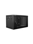 Lanberg WF01-6406-10B Rack Cabinet 19" Wall Mount 6U 600x450 (Flat Pack) With Glass Door Black V2