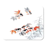 Mousepad Computer Notepad Office Red Chinese Fish of Asian Ink and Wash Painting Home School Game Player Computer Worker Inch