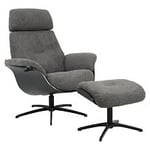 Nordic Furniture Group Falcon Hellegjerde fåtölj med pall tyg mörkgrå/ek svart och ben metall
