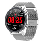 Smartwatch L11 - Fuld Touch - Puls/ECG - Blodtryk - Bluetooth - Vandtæt - Stål rem - Sølv