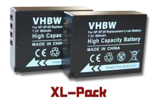 vhbw 2x Batterie compatible avec Fujifilm X-E2S, X-Pro3, X-Pro2, X-H1, X-E3, X-E1, X-E2, X-M1, X-E4, X-Pro 1 appareil photo (800mAh, 7,2V, Li-ion)