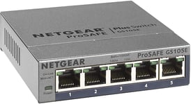 NETGEAR 5 Port Gigabit Ethernet Plus Network Switch (GS105Ev2) - Managed, Desktop or Wall Mount and Limited Lifetime Protection