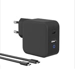65W Chargeur USB C Rapide, 2-Ports avec GaN Tech PD 3.0 Adaptateur pour MacBook Pro/Air, iPad Pro/Mini, iPhone 13/12 Pro Max, ASUS, Dell XPS, LenovoThinkpad