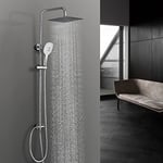 Görbach Colonne de Douche INOX Hydromassante Réglable Hauteur Ensemble Douche Murale Set kit de Douche sans Robinet Douchette Douche Salle de Bain avec Pommeau Douche Effet Pluie 20x20cm.