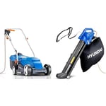 Hyundai 12.5"/32cm 320mm Corded Electric Lawn Mower, 3 Cutting Heights, 25L Grass Collector & Leaf Blower, Garden Vacuum & Mulcher with Large 45 Litre Collection Bag, 12m Cable