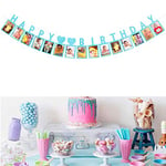 Dusenly Colorful Happy Birthday Photo Banner Baby 1st Birthday Photo Frame Bunting Photograph Garland for Birthday Party Decoration (Blue)