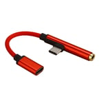 Type-c To 3.5 Mm Adapter 2 In 1 Charging Cable Audio Convertor Red