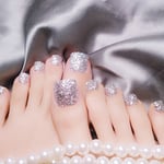 24pcs/set Glitter False Nails Toe Acrylic Tips Manicure Na Onesize