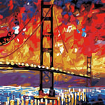 RUGST Paint by Numbers DIY Oil Painting kit Dusk Bridge 40x50cm Modern Pop Hand Digital Painting oil Tablet Adults and Kids Beginner Gift Kits Pre-Printed Canvas Colorful Wall Art Home Decor T6042