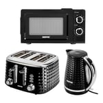 Geepas Electric Kettle 4 Slice Bread Toaster & Microwave Kitchen Set Black