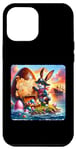 Coque pour iPhone 13 Pro Max Lapin pirate à la recherche d'un trésor. île lapin de Pâques