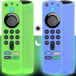 Vert & Bleu 2pcs Firestick ¿¿tui de Couverture ¿¿ Distance (Brillent dans Le Noir) Compatible avec Fire TV Stick 4K / 4K Max Alexa