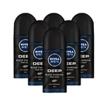 Nivea Men Deep Black Charcoal Dark Wood Roll-On Deodorant Antibacterial 50ml