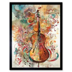 Sensory Sonata Violin Music Note Synesthesia Shapes and Colours Modern Watercolour Illustration Art Print Framed Poster Wall Decor 12x16 inch