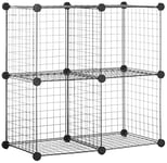 Amazon Basics 4 Cube Wire Storage Shelves, Black, 37 cm D x 77 cm W x 77 cm H
