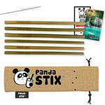 Reusable Bamboo Drinking Straws | 100% Natural, Eco Friendly & Biodegradable | Organic Straw Set | Includes Cleaning Brush & Straws Storage Case Bag | Dishwasher Safe | Plastic Free | Panda STIX