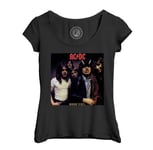 T-Shirt Femme Col Echancré Acdc Vintage Album Cover Highway To Hell Hard Rock