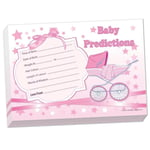 10 PREDICTION CARDS, Pink Stars, Girl, Baby Shower, Keepsake Game, Party, Guess