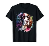English Springer Spaniel Dog Watercolor Artwork T-Shirt
