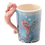 "Puckator Lisa Parker Seahorse Ceramic Shaped Handle Mug, Tea Coffee Hot Drinks, Decorative Gift Box, Home Kitchen Office Height 13.5cm Width 12cm Diameter 8.5cm"