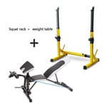Weights Bench, Adjustable Benches Squat Rack Weight Table Household Barbell Shelf Bracket Domestic Adjustable Weight Bed Home Fitness Equipment Benches (Color : Yellow)